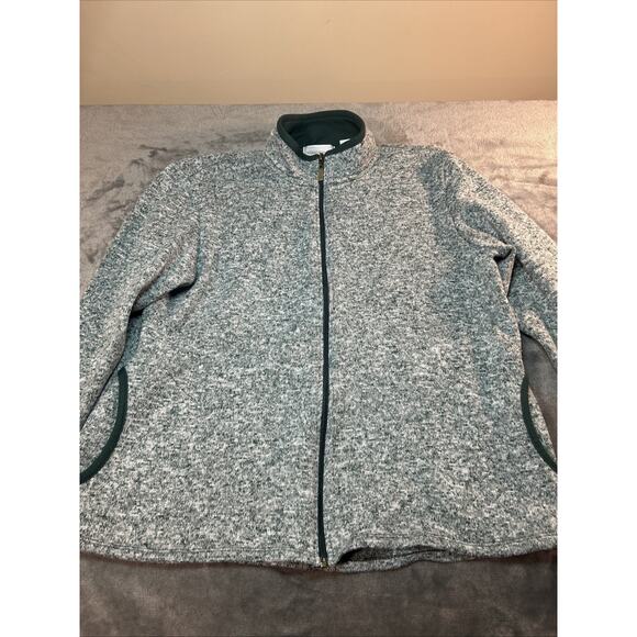 Stan Herman Jacket Women L Heathered Green Fleece With Green Trim - Picture 1 of 15
